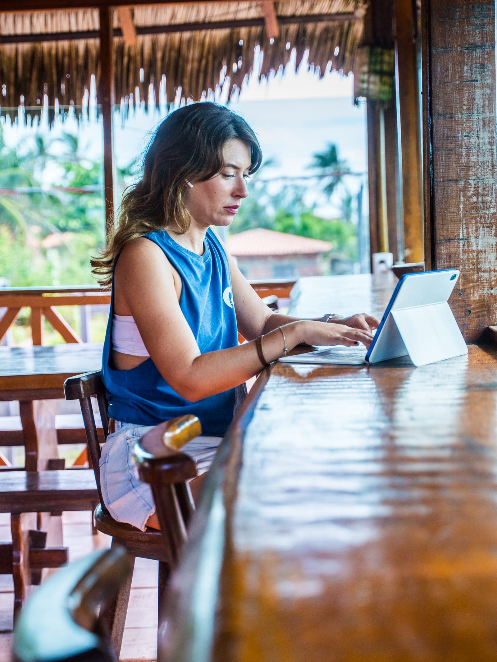 Guest working in the dining room